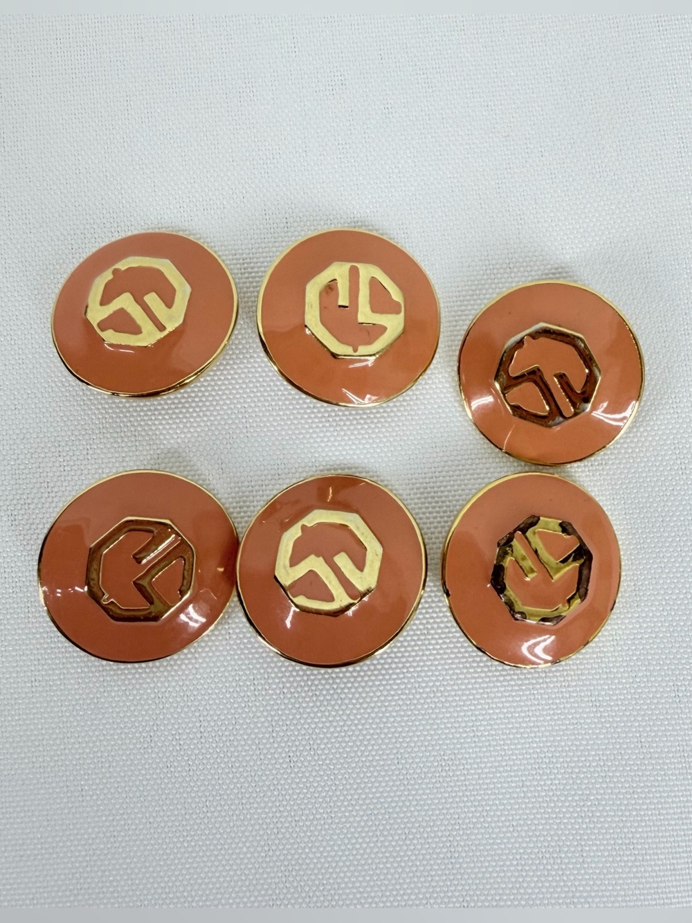 St. John Buttons Gold & Peach Set of 6